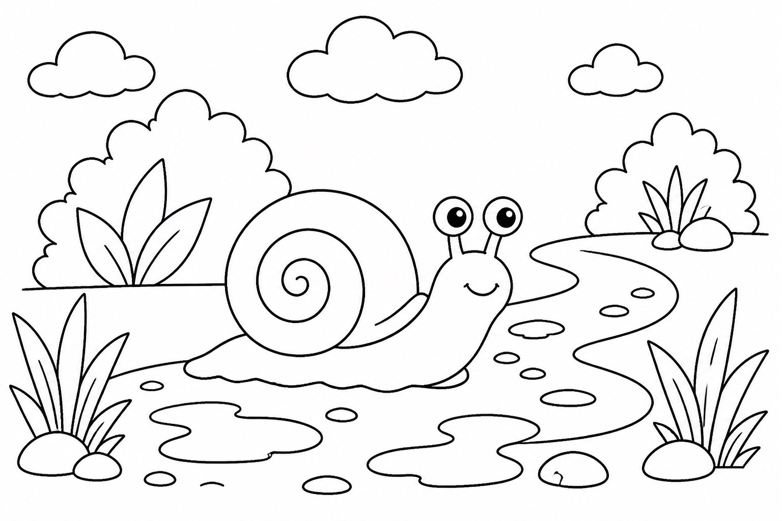 Escargot traversant un chemin humide