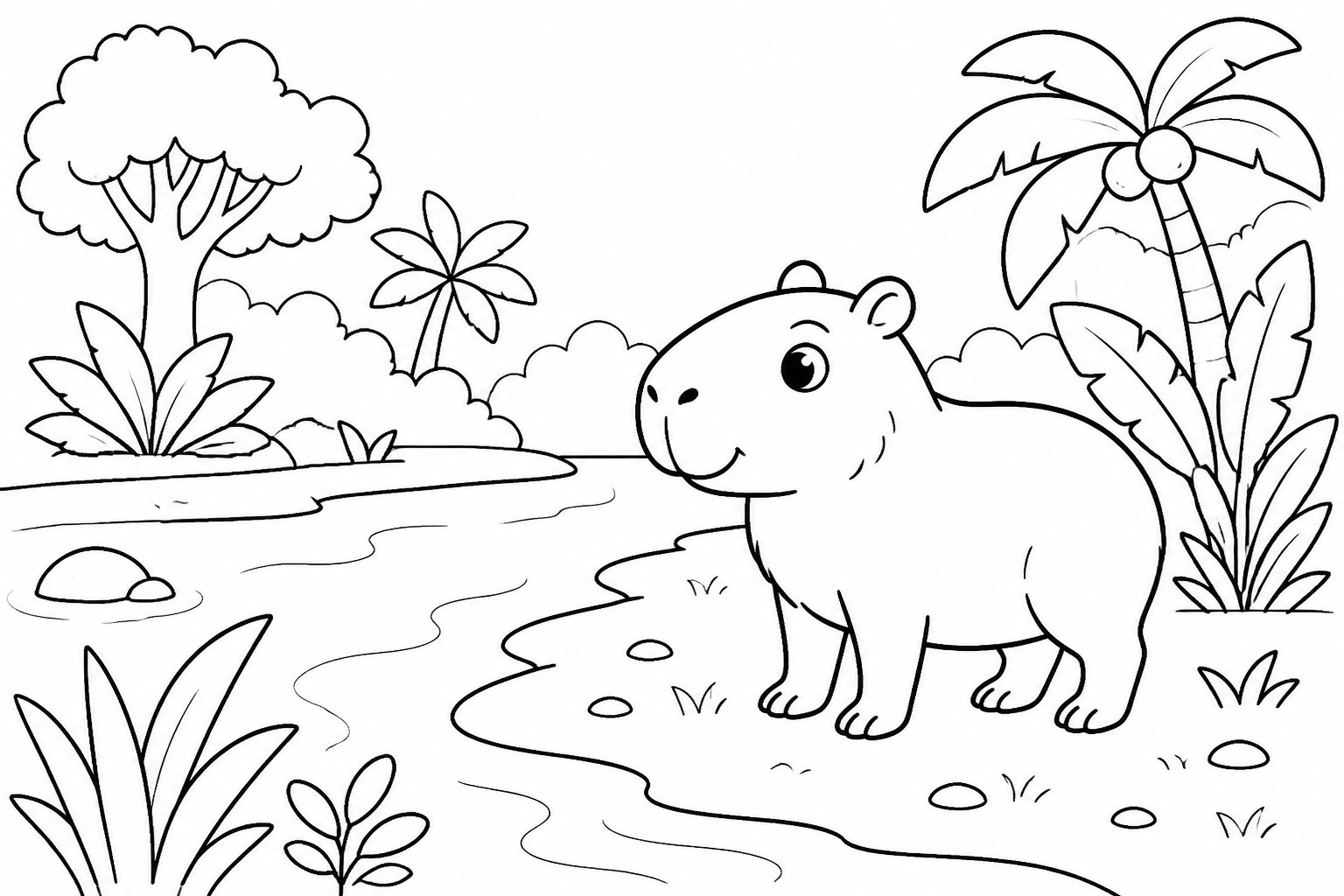 Capivara ao lado do rio
