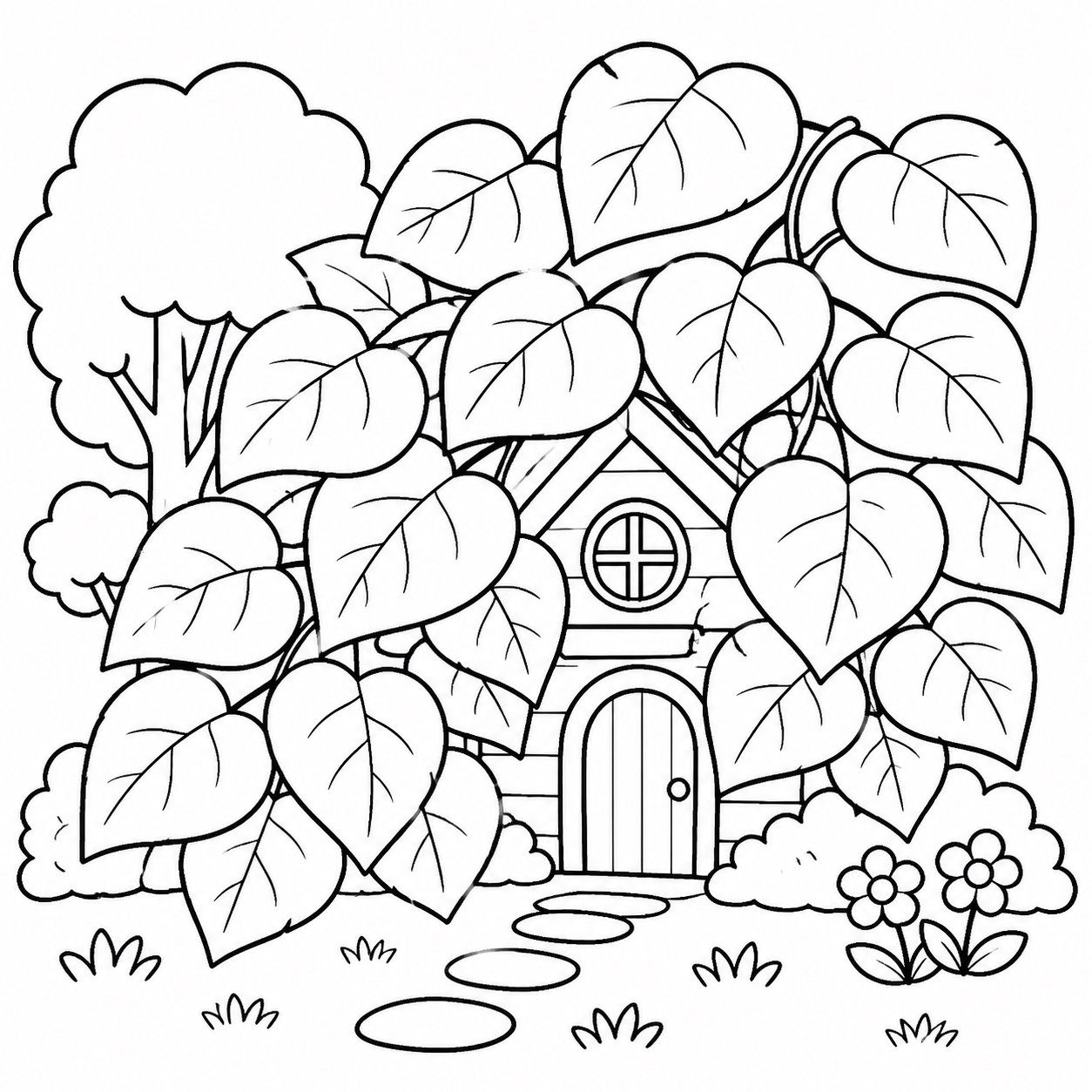 夏叶遮住小木屋