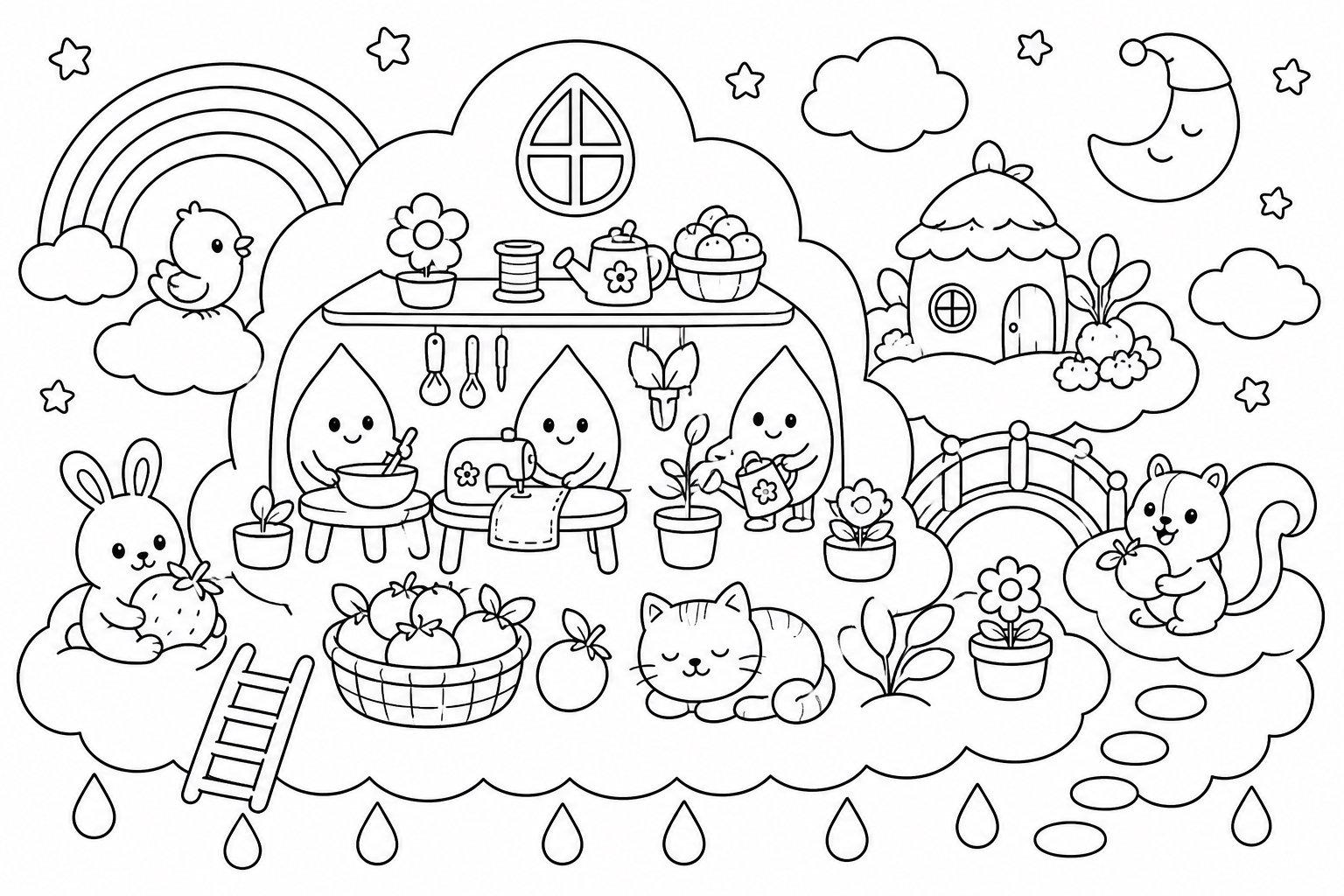 Petit atelier fait de gouttes de pluie