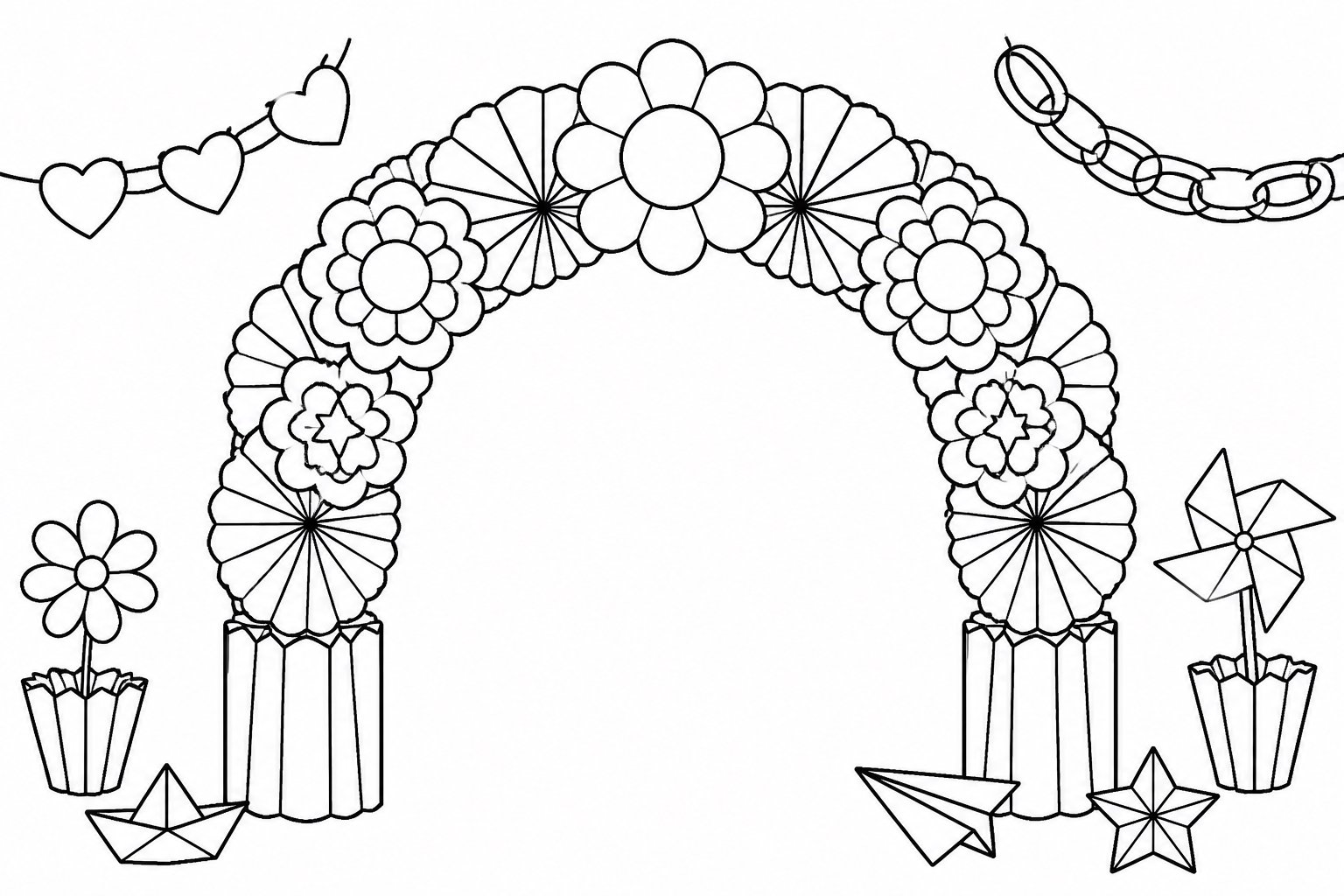 Arco de flores de papel