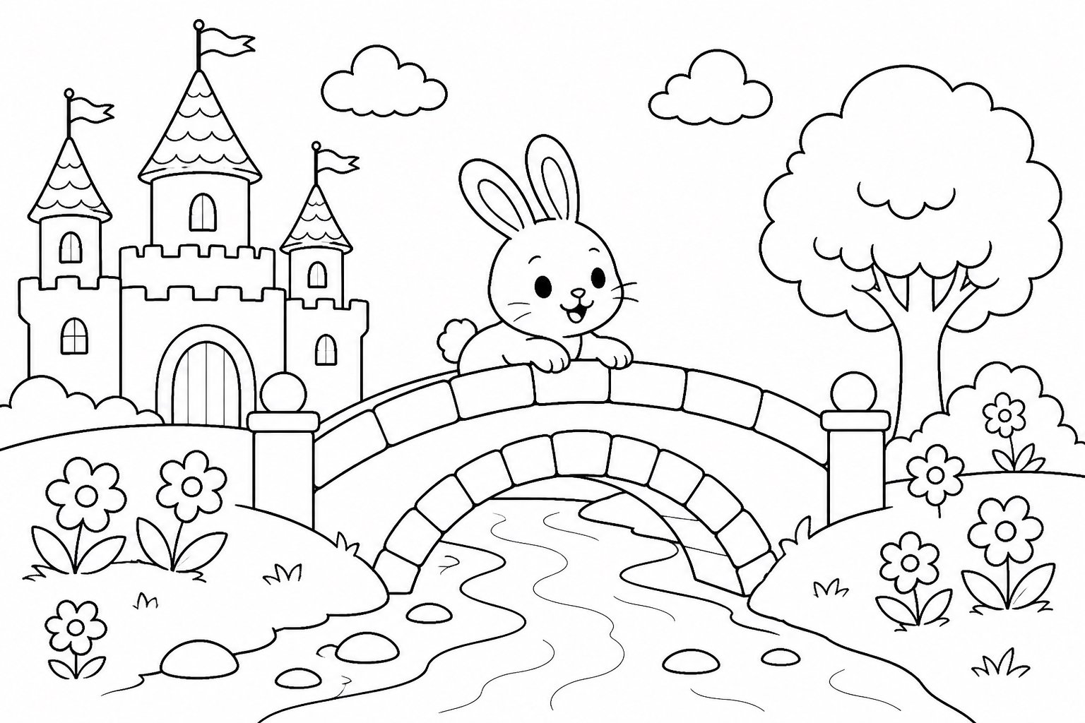 Petit lapin sur le pont du château