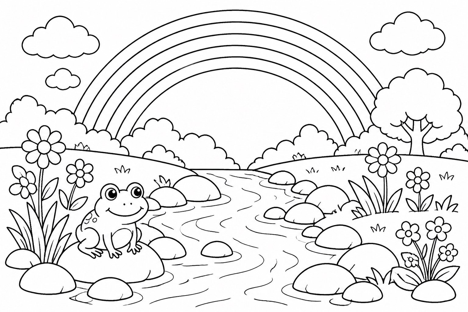 Petit ruisseau sous un arc-en-ciel