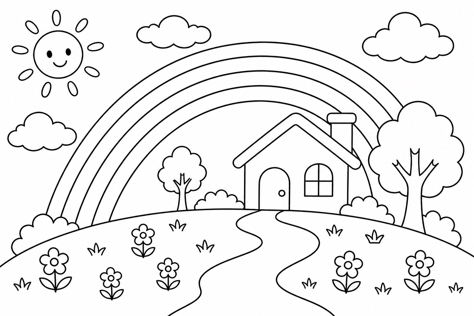 Petite maison sur une pente arc-en-ciel