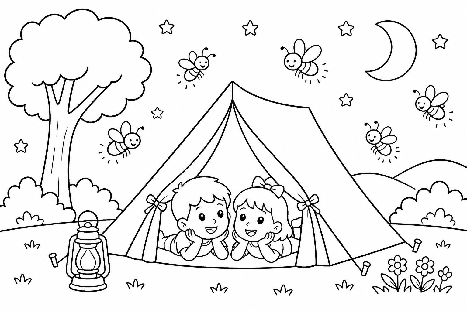 萤火虫照亮夏夜帐篷
