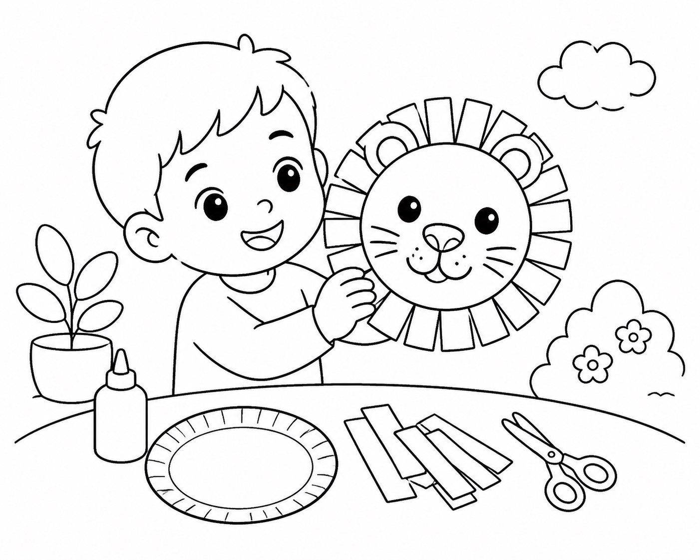 制作纸盘小狮子