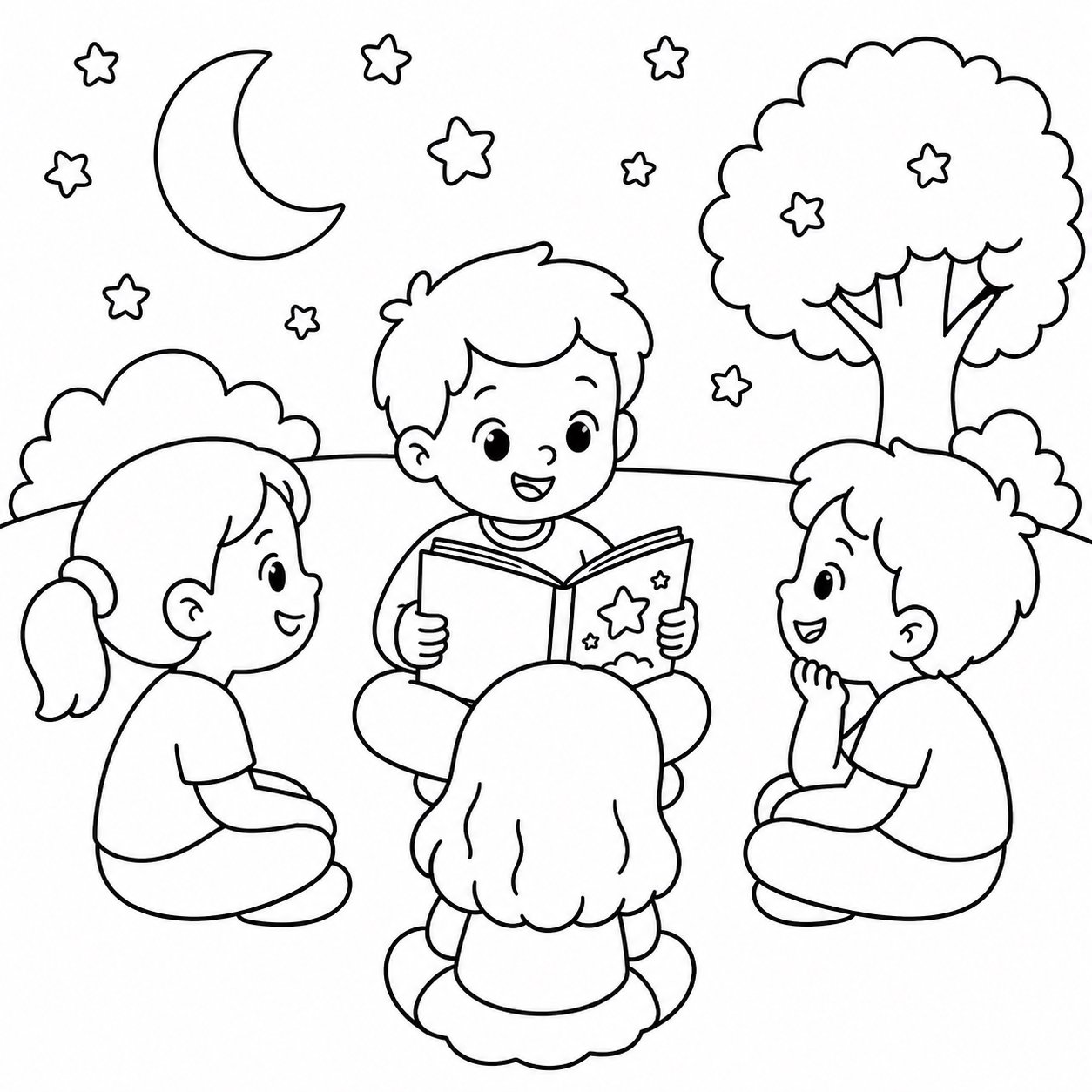 朋友们在星光下分享故事