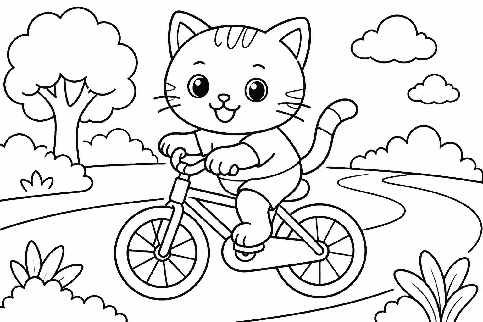 Das kleine Kätzchen fährt Fahrrad