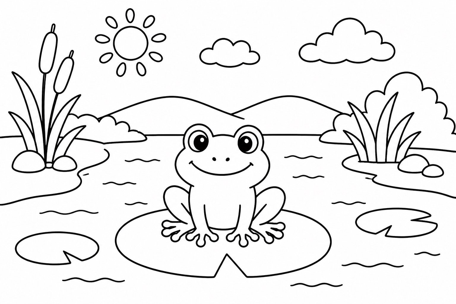 ウキクサの上に座るカエル