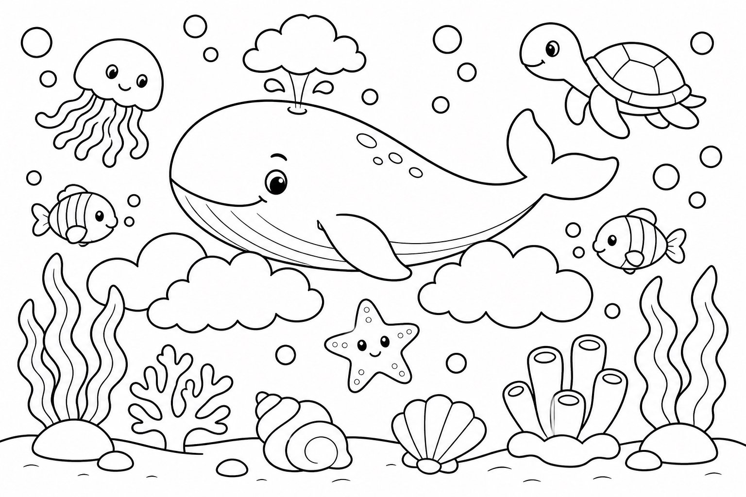 Wal schwimmt an einer Unterwasserwolke vorbei