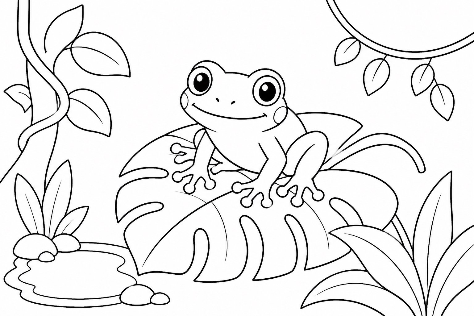 Laubfrosch sitzt auf einem großen Blatt