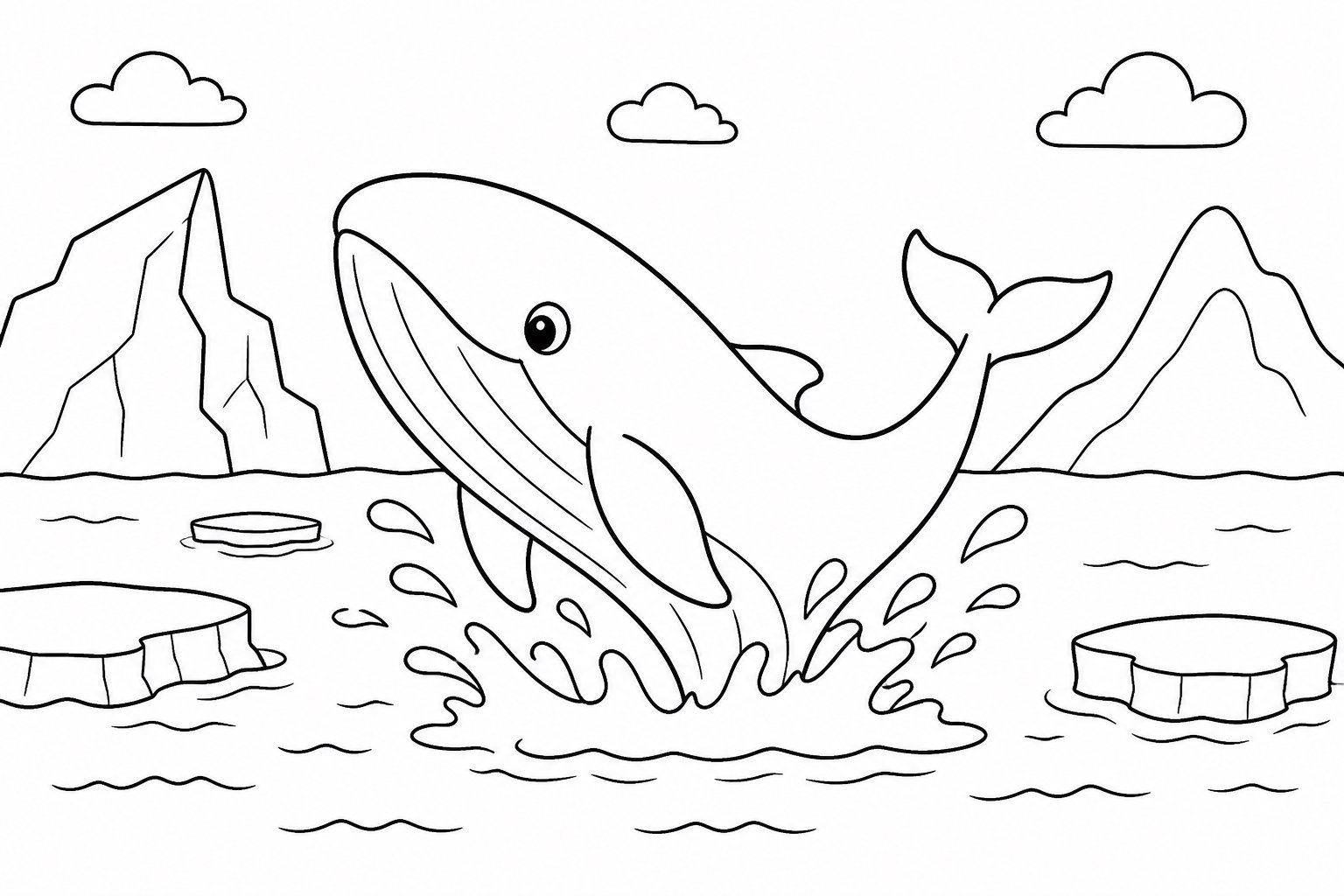 Baleine bondissant hors de la mer glacée