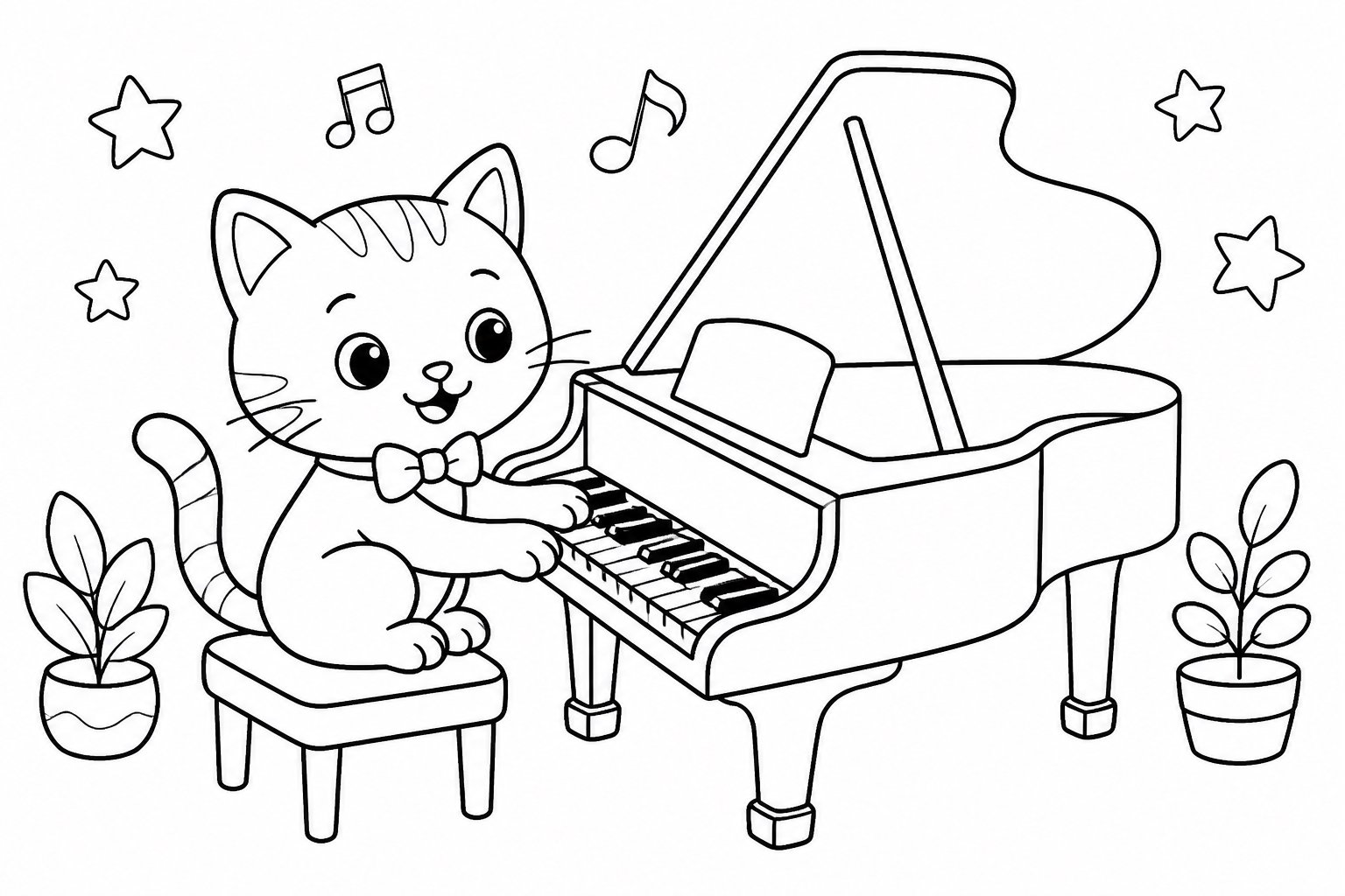 Chaton jouant d’un petit piano