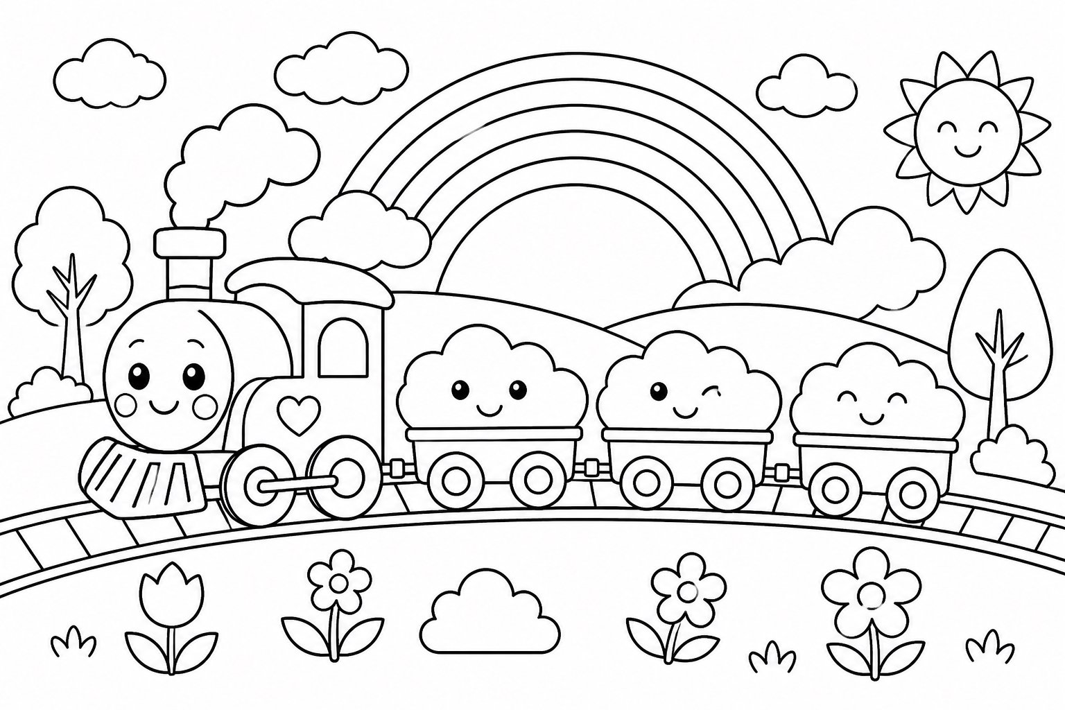 Train arc-en-ciel de nuages