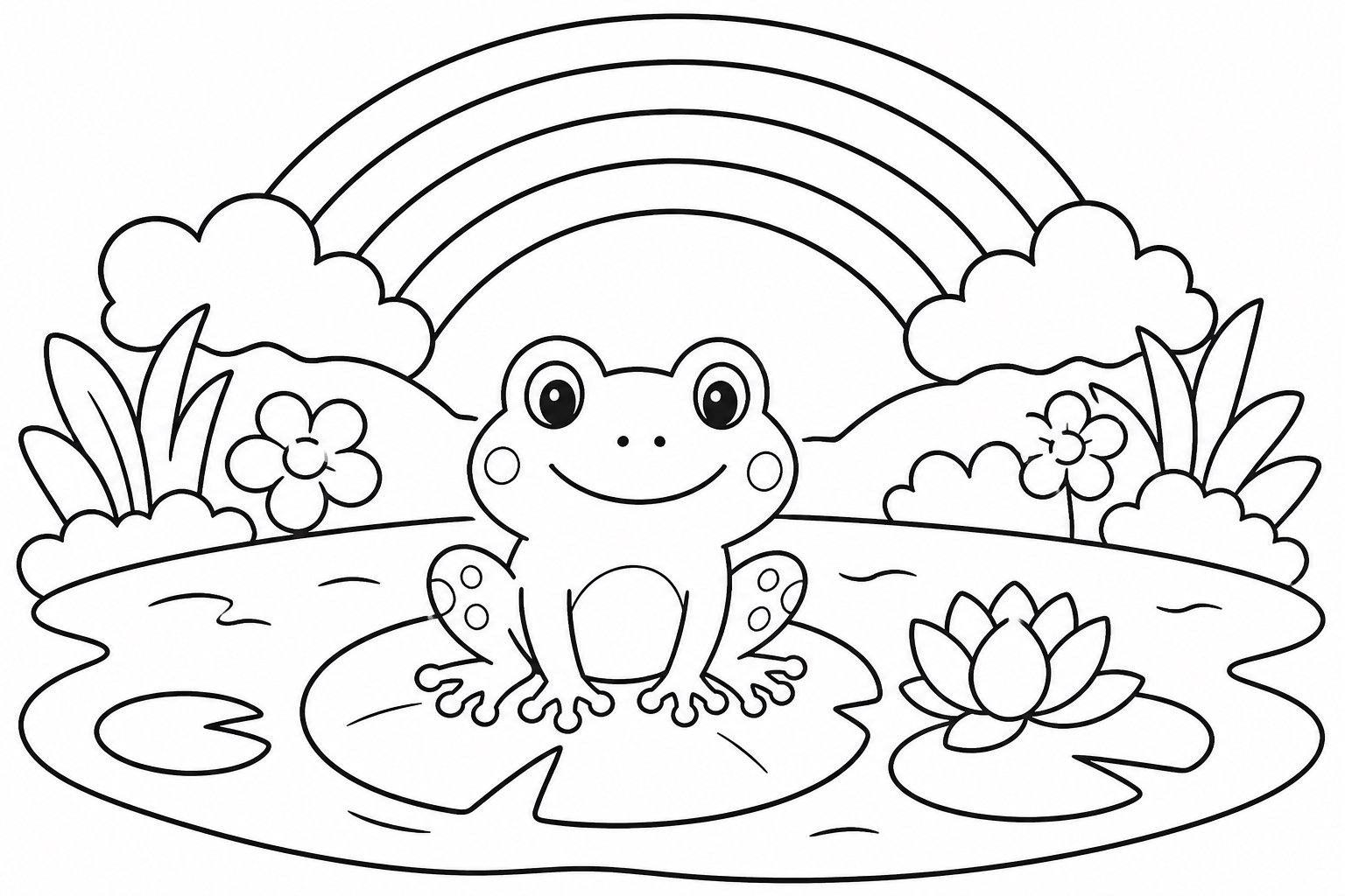 Grenouille dans l’étang arc-en-ciel