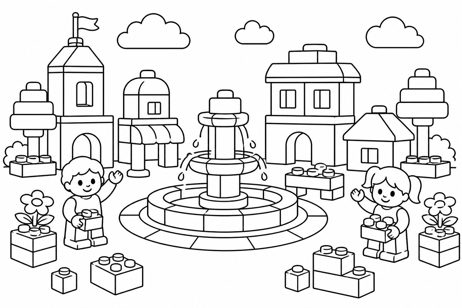 Praça da cidade de blocos
