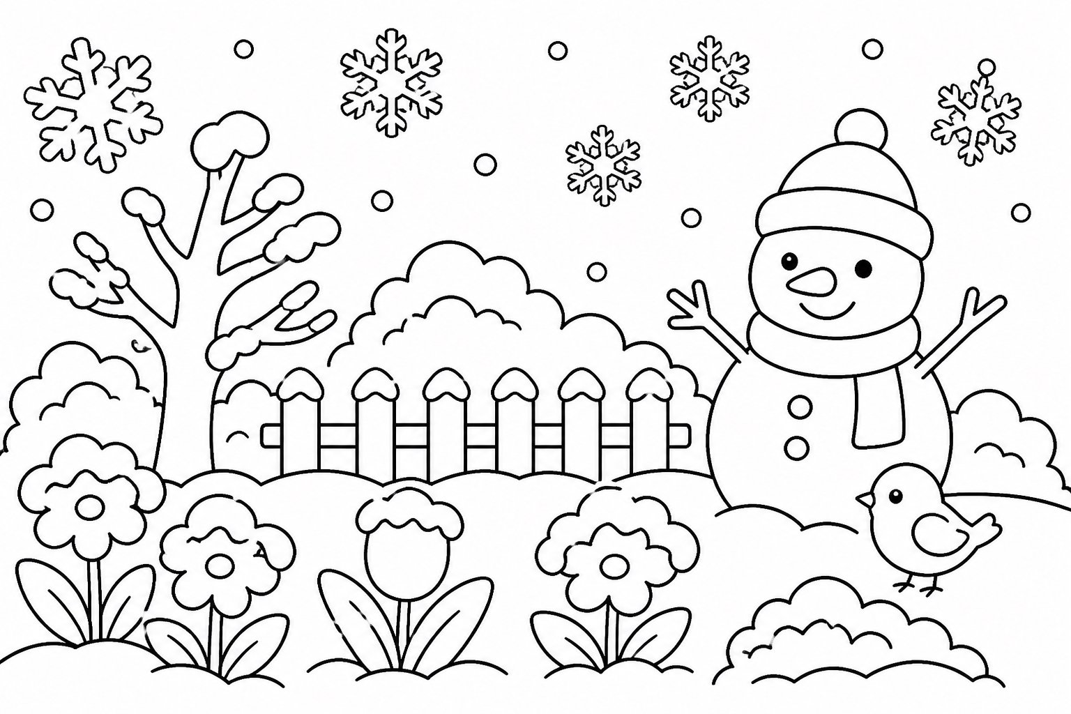 冬の雪の結晶ガーデン
