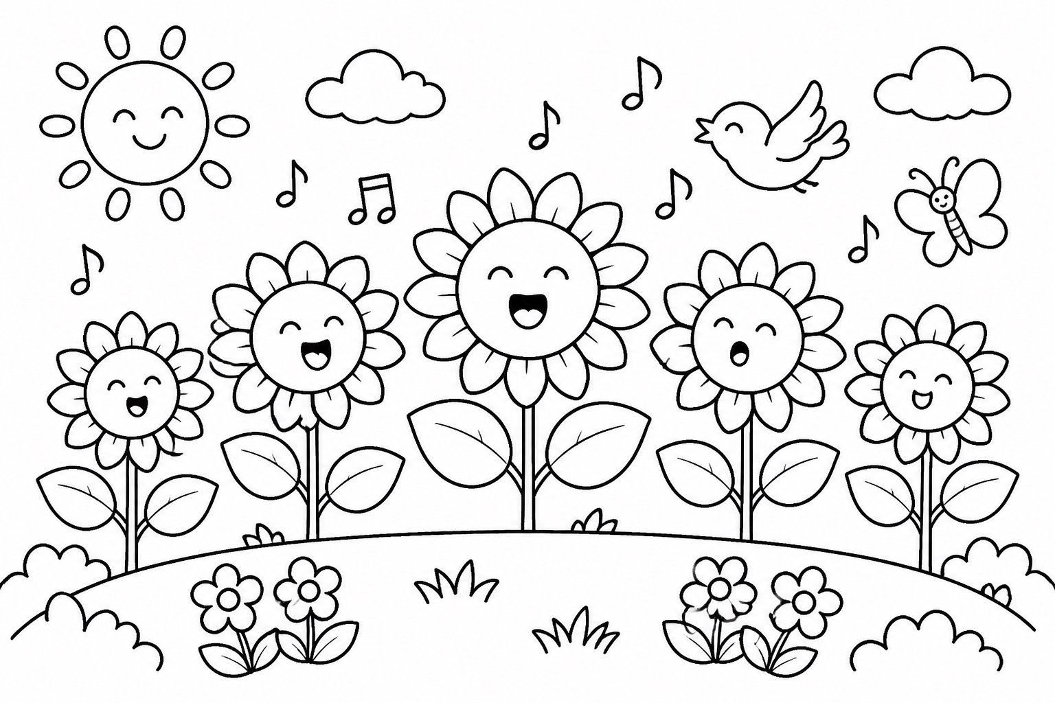 Jardin de tournesols chantant