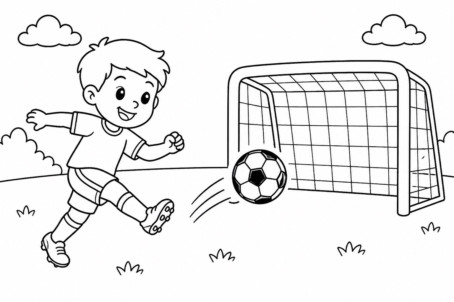 Chutando un balón de fútbol a la portería