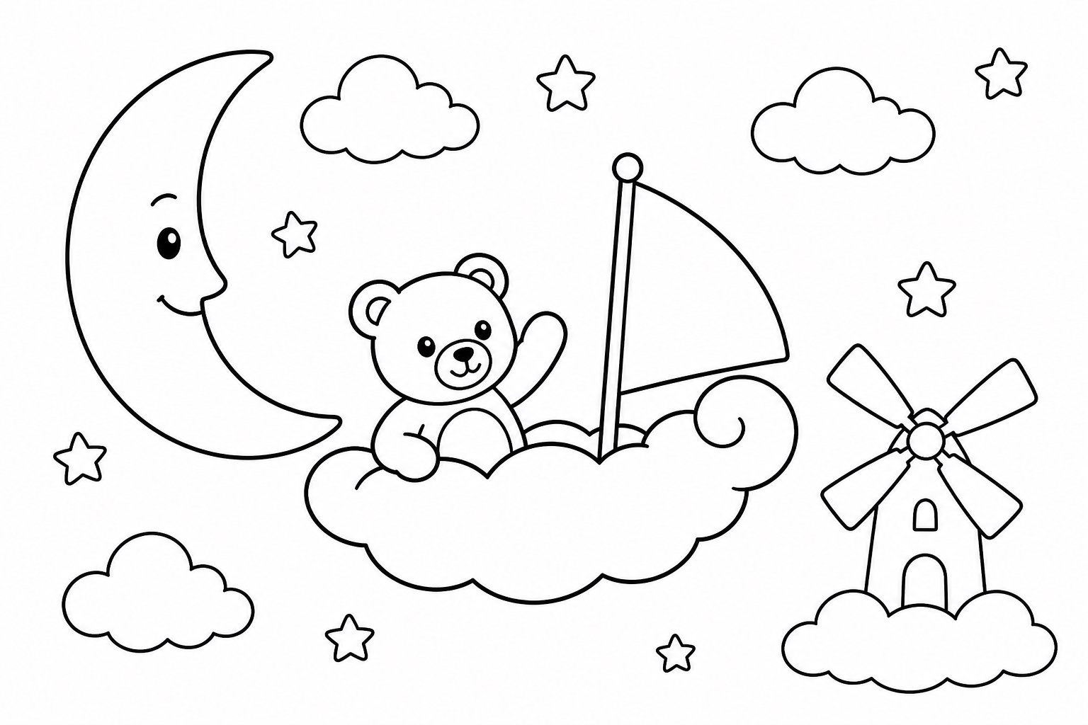 Le petit bateau nuage passe près de la lune