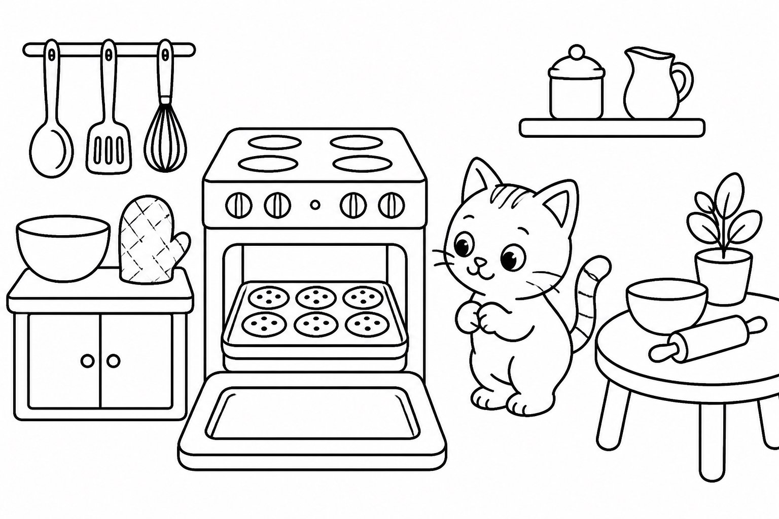 Котёнок смотрит на духовку