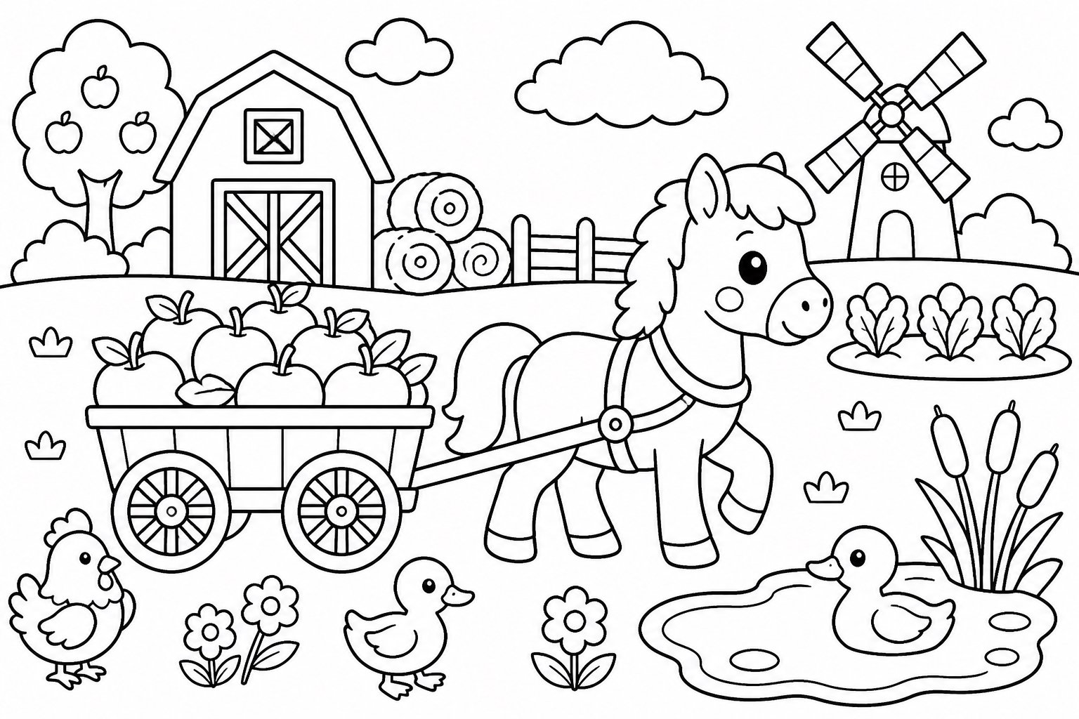 El caballito tira del carro de manzanas