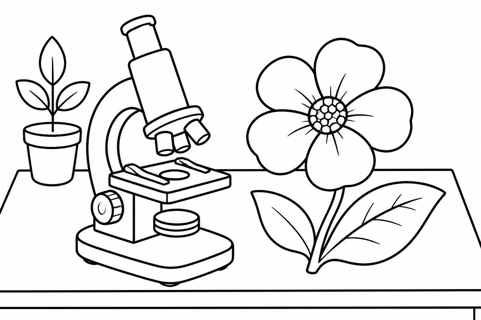 Fleur près du microscope