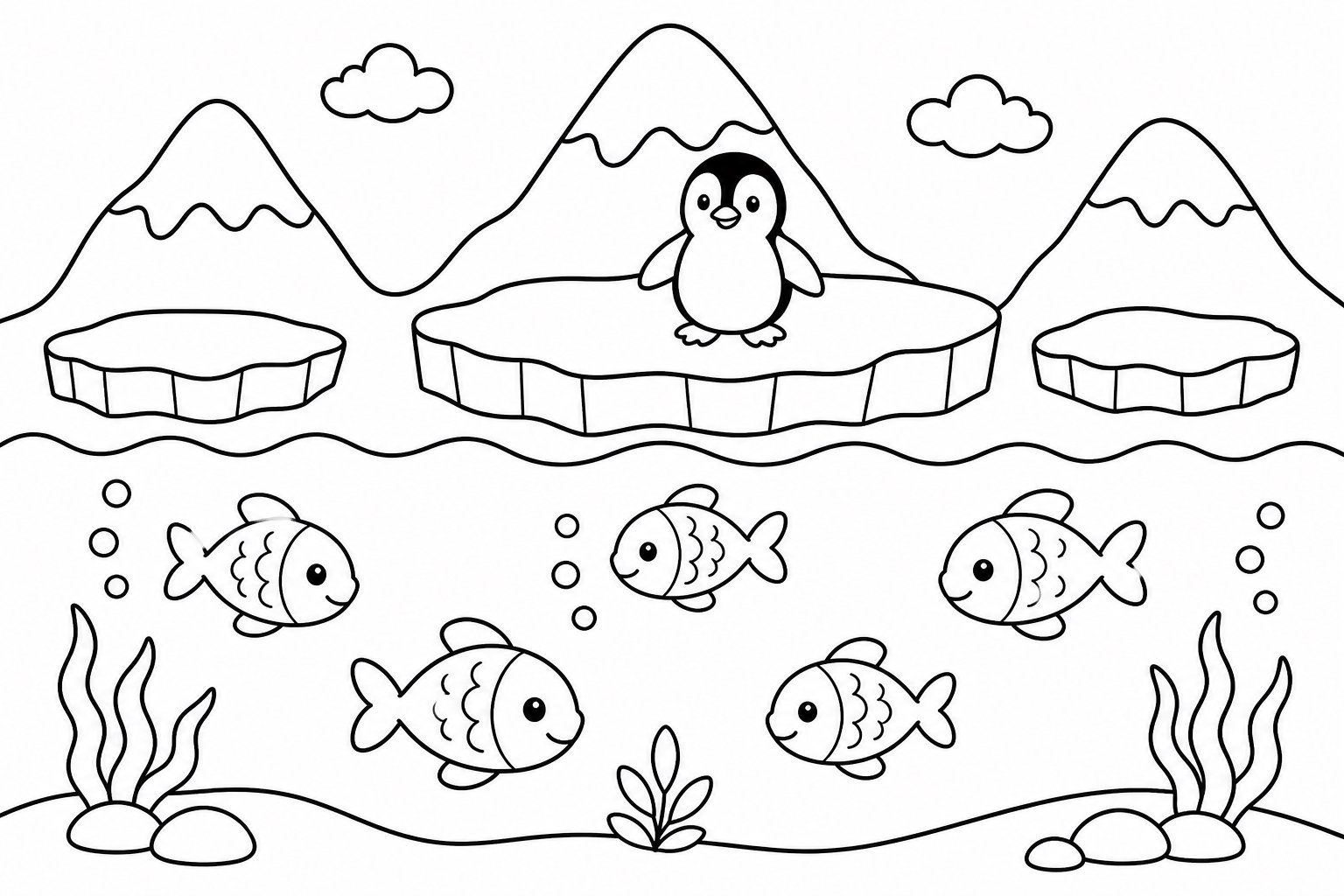 Petit poisson dans un lac gelé