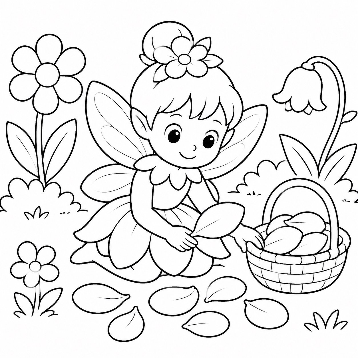 Hada de las flores ordenando pétalos