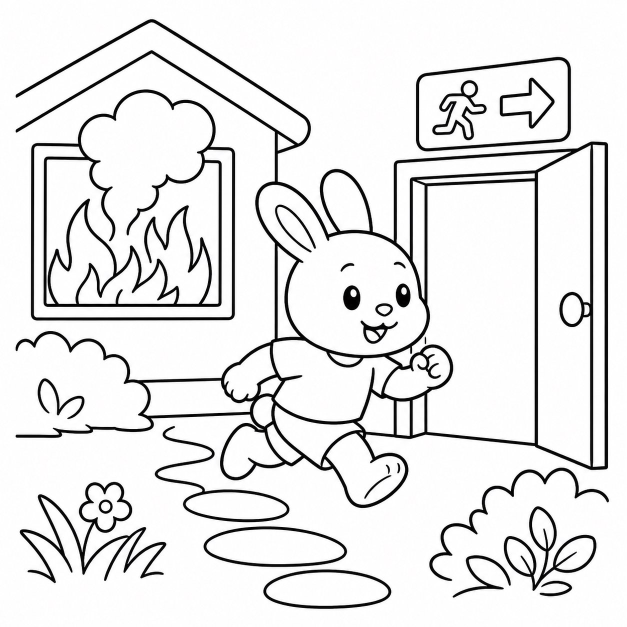 El conejito practica una evacuación segura