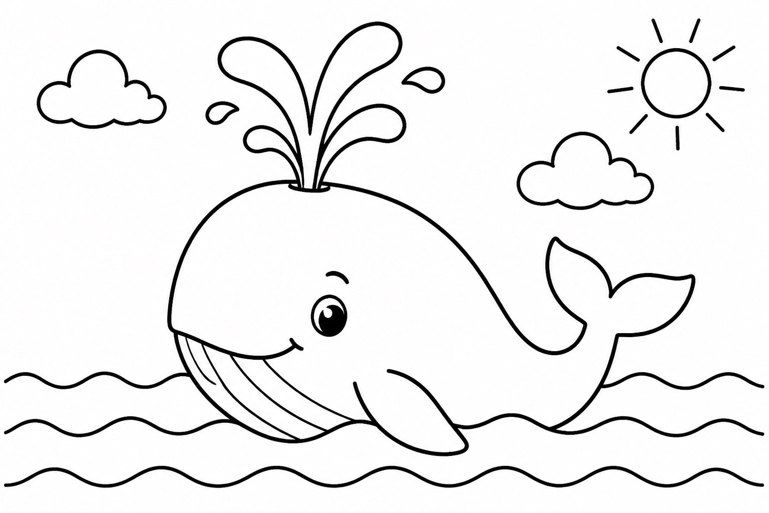 Petite baleine soufflant à la surface