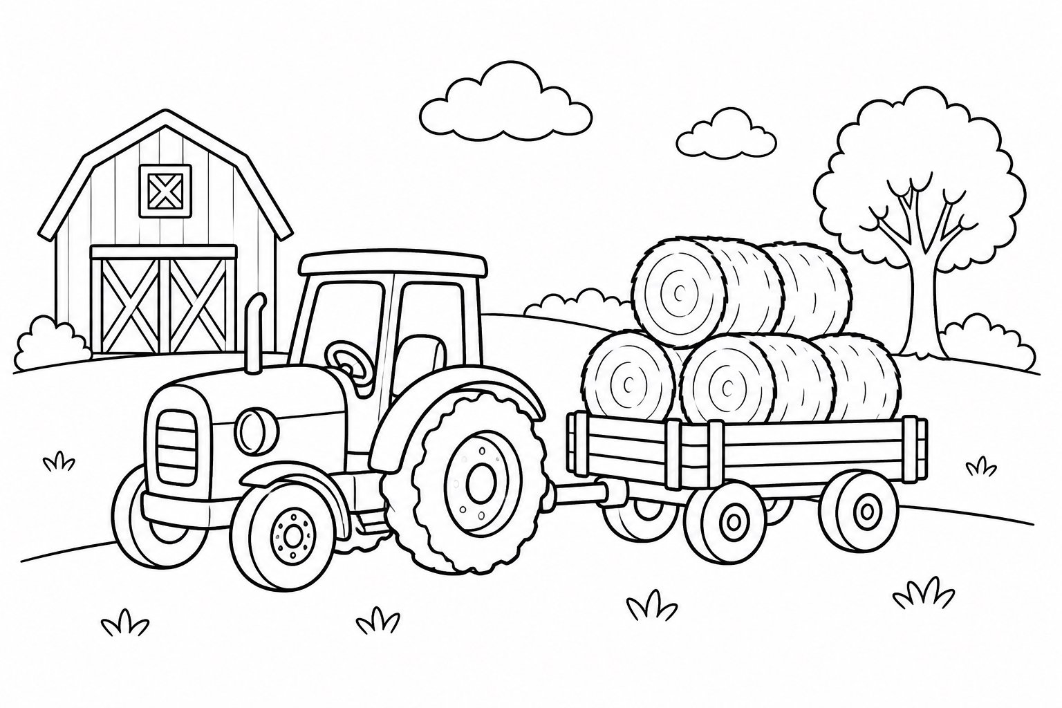 Remorque agricole transportant du foin
