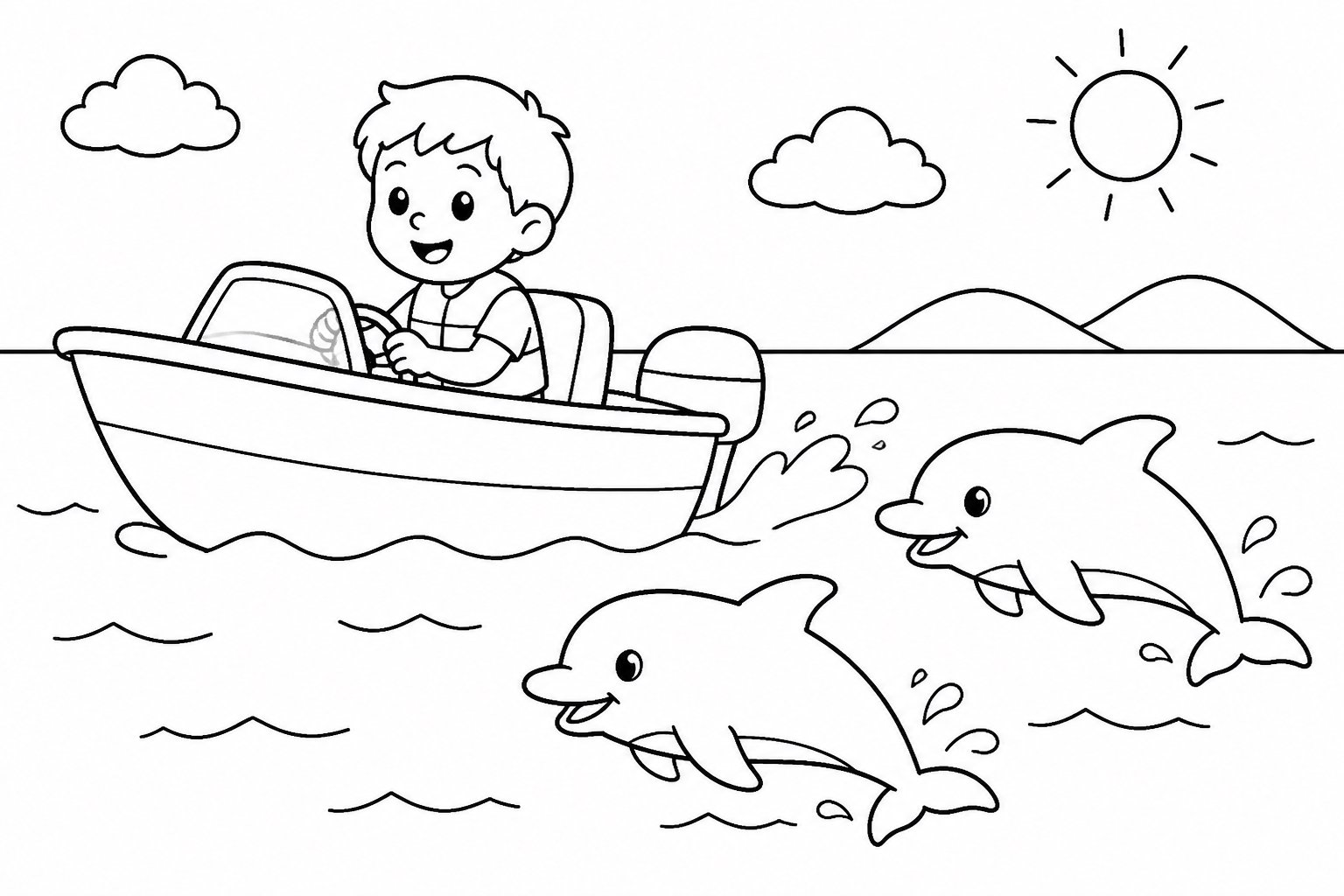Dauphin suivant un petit bateau