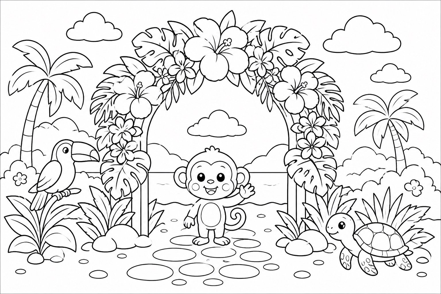 Petite arche de fleurs tropicales