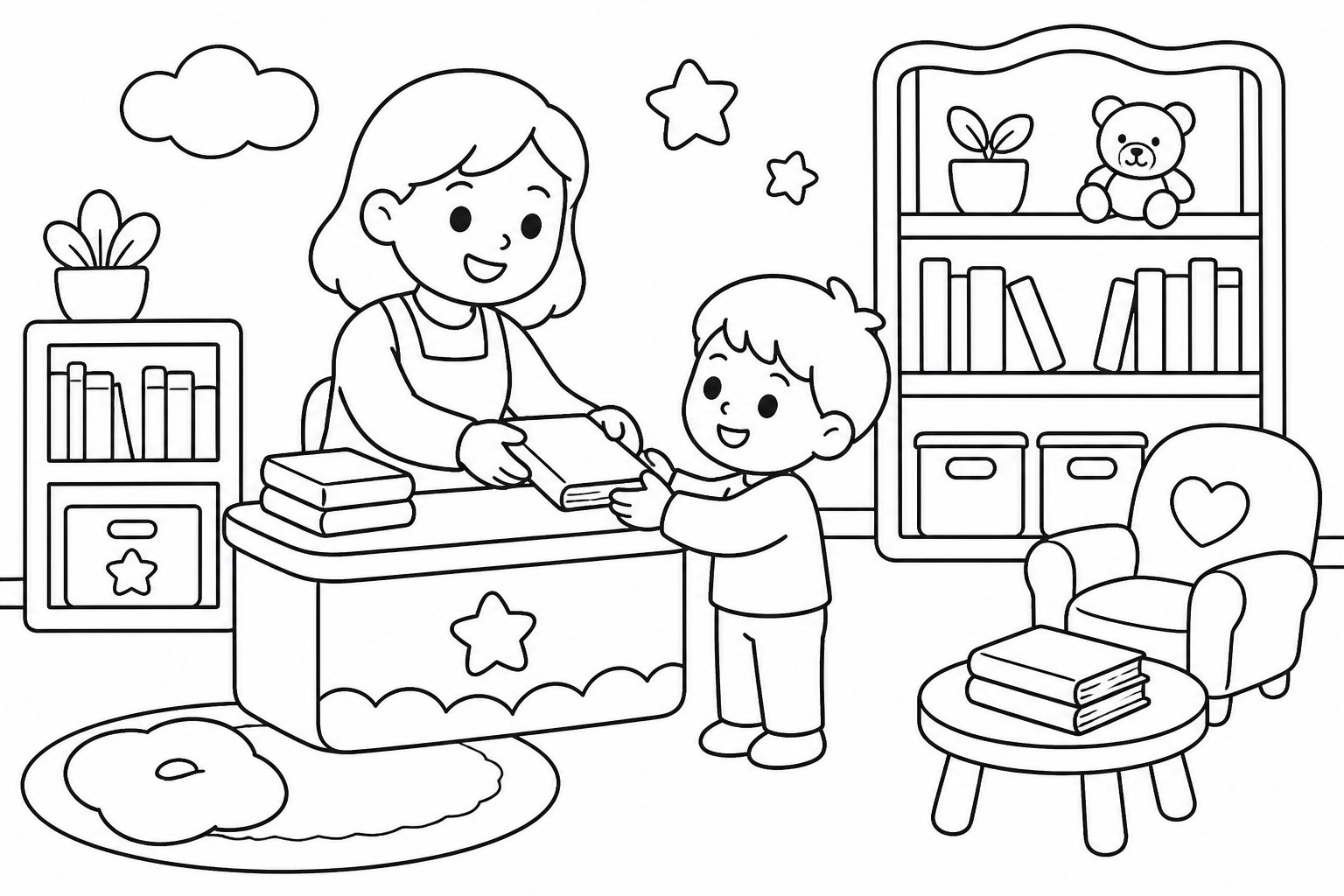 Брать книги в книжном уголке
