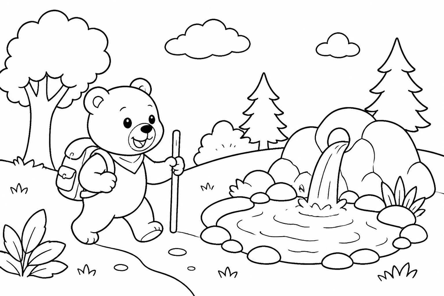 Petit ours cherchant une source dans la forêt