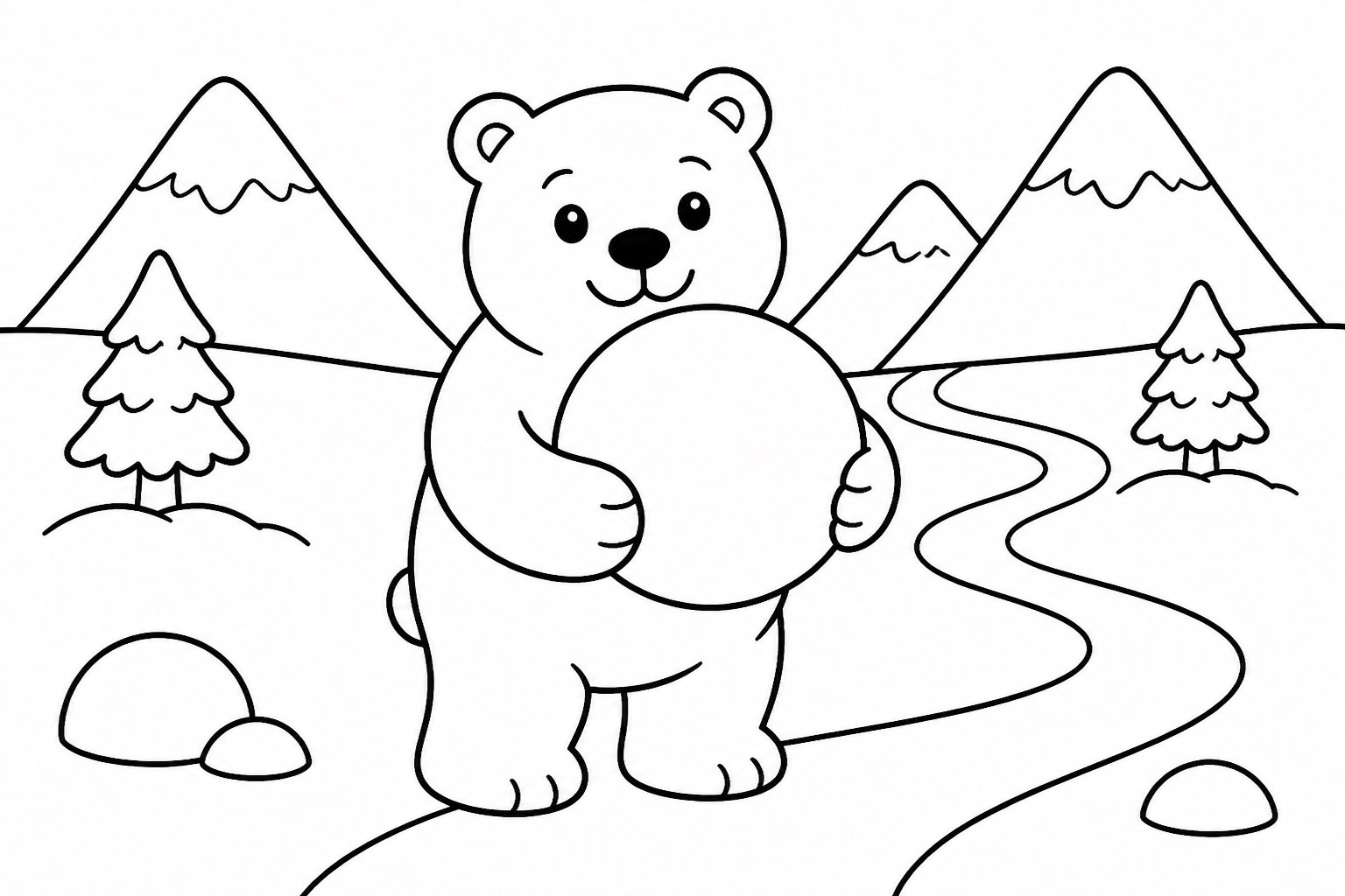 Ours polaire serrant une boule de neige