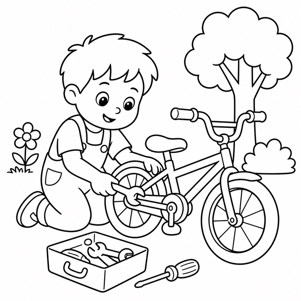 Enfants réparant un vélo