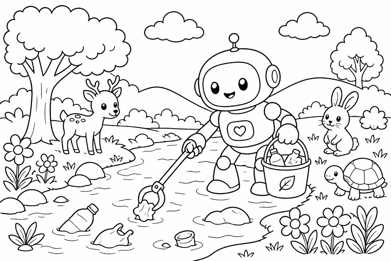 小さなロボットが小川を掃除する