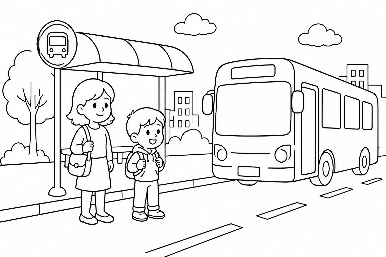 Esperando en una parada de autobús