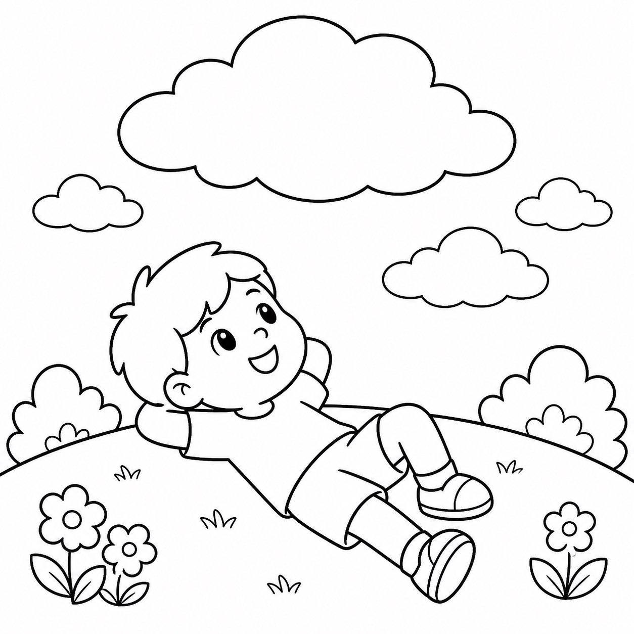 Niños observando la capa de nubes