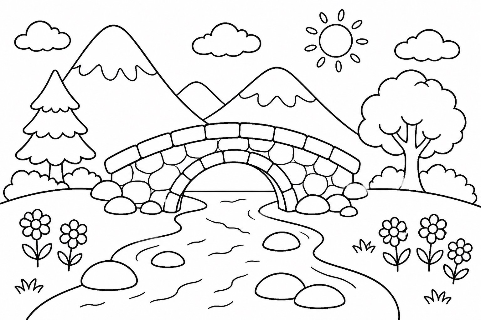 Ruisseau passant sous un pont de pierre