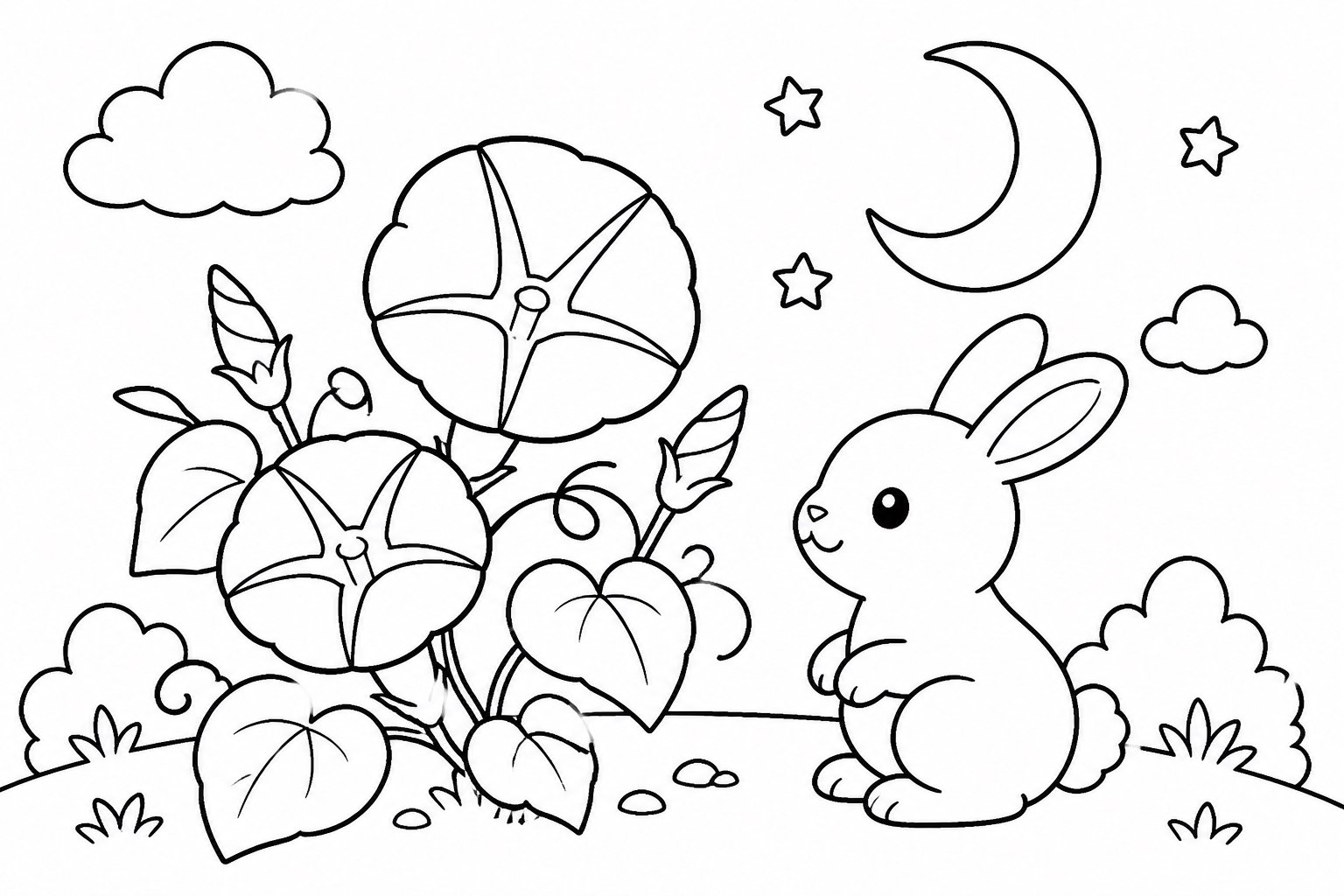 月亮花旁的小兔