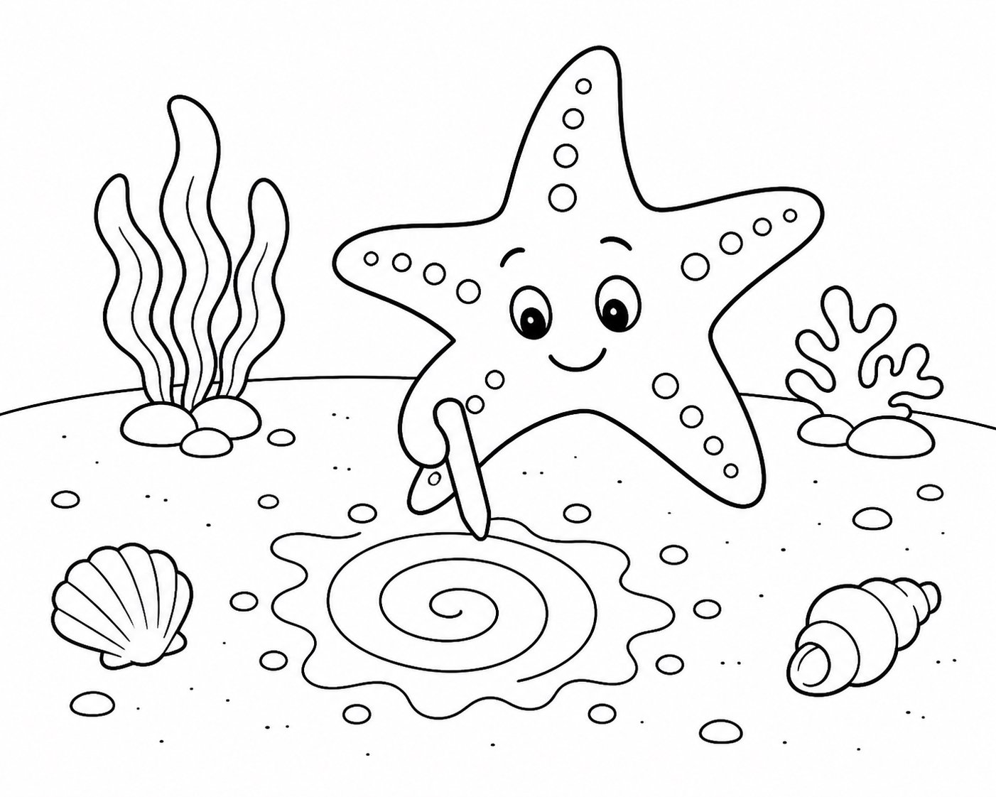 Estrella de mar dibujando patrones en la arena