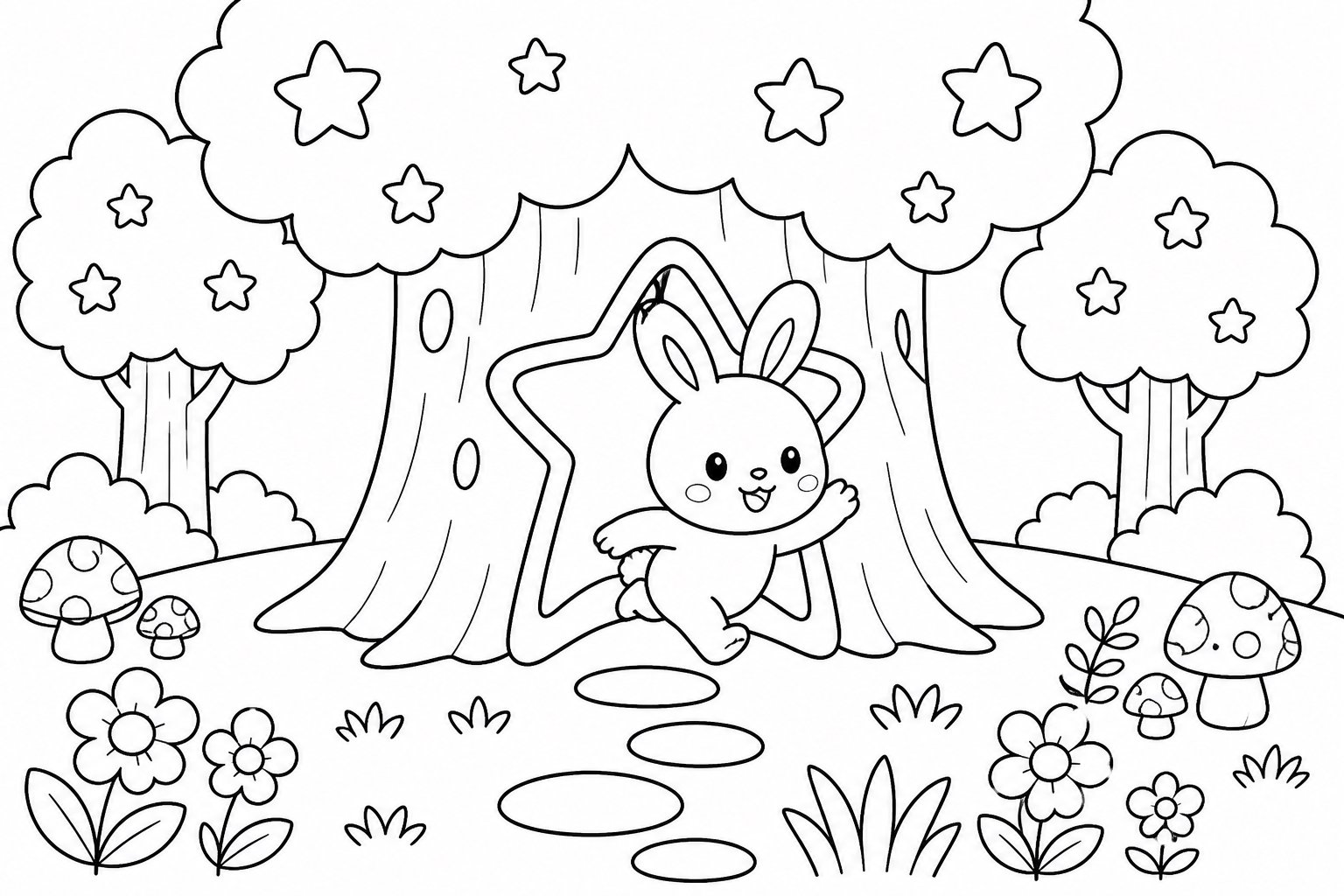 小兔穿过星星树洞