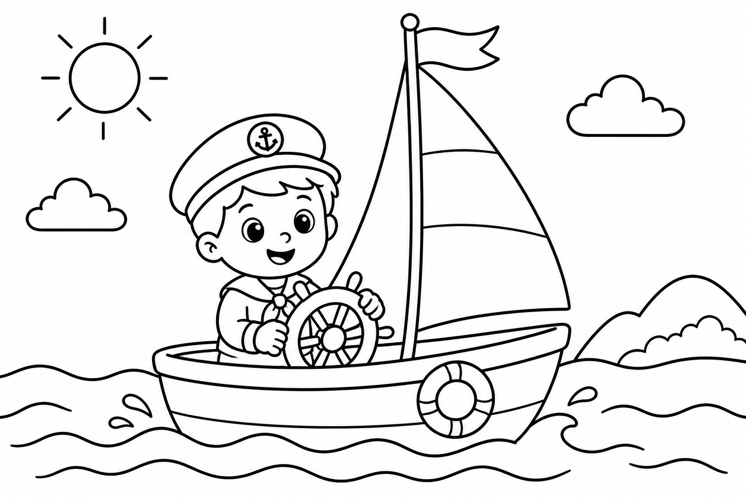 Petit marin naviguant sur un voilier
