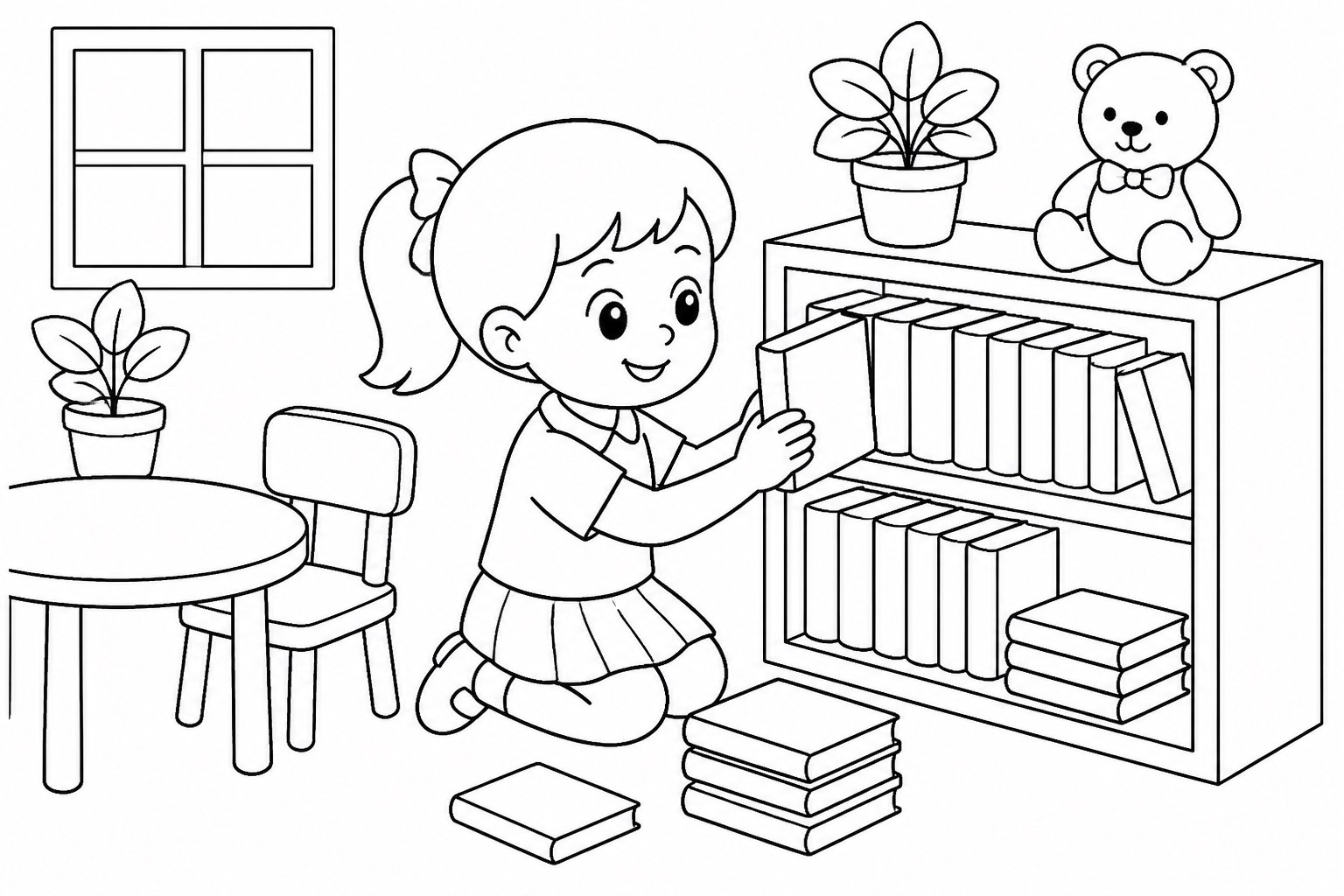 Ordenar libros en el rincón de lectura