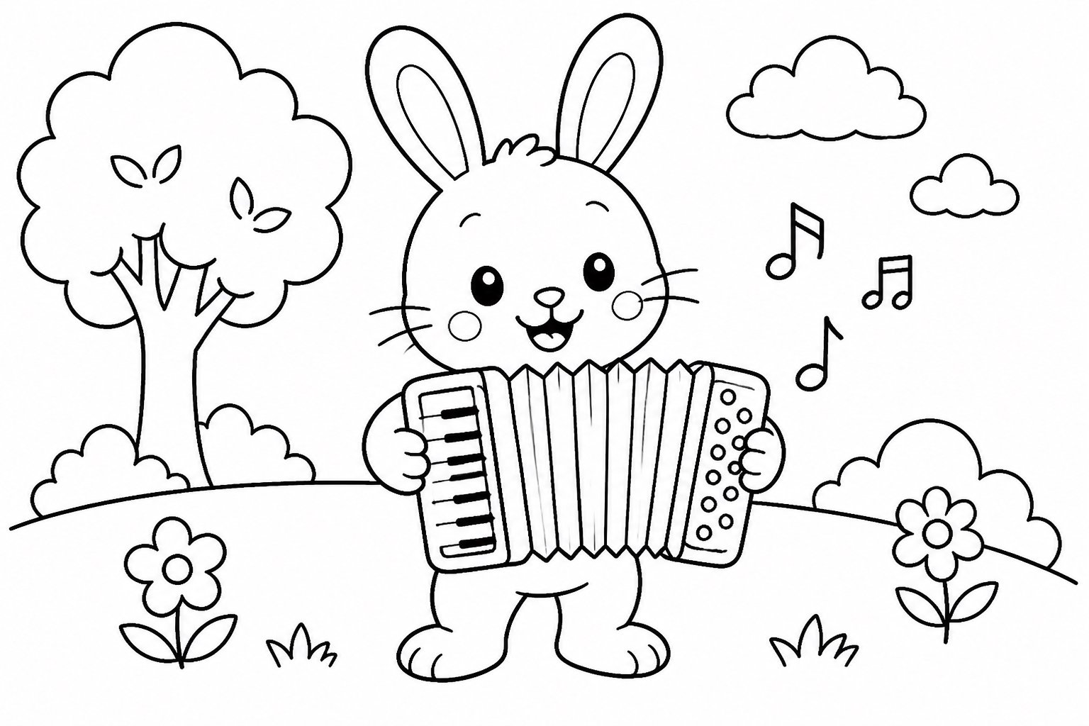Petit lapin jouant de l’accordéon