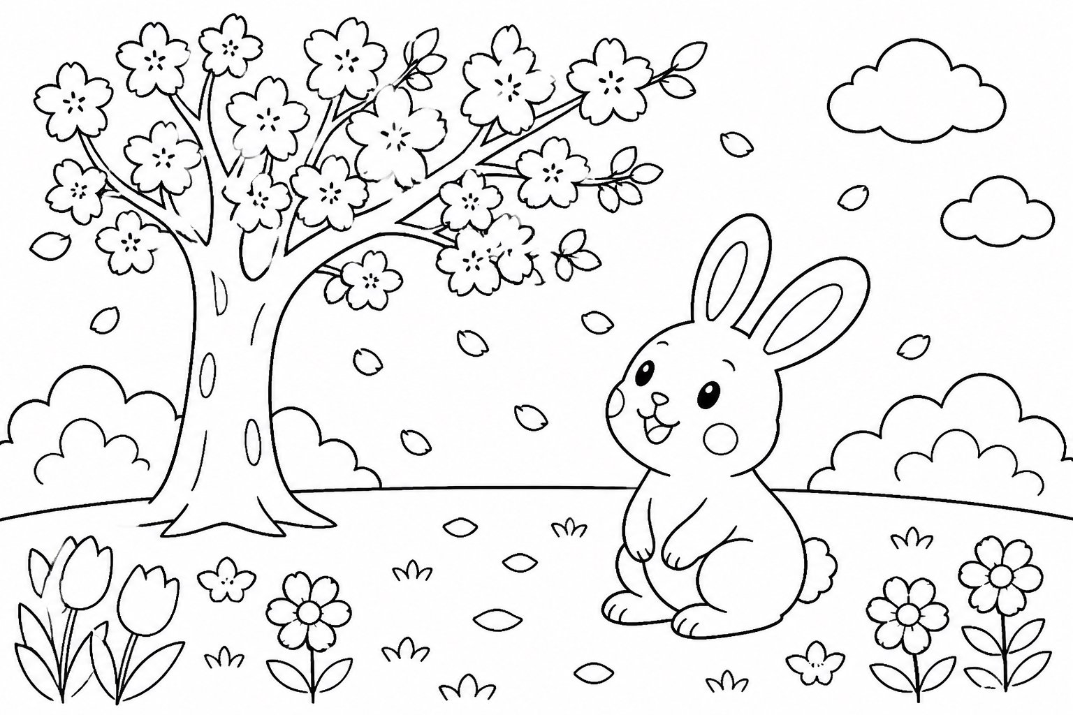 樱花树下的小兔