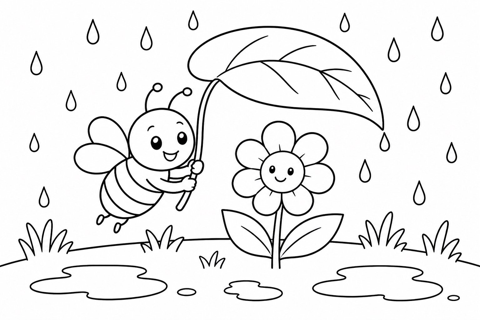 Abelhas protegem uma flor da chuva